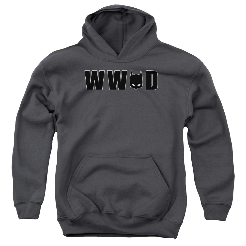 Batman Wwbd Mask Kids Youth Hoodie Charcoal Officially Licensed