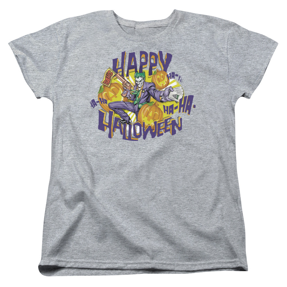 Batman Ha Ha Halloween Womens T Shirt Athletic Heather Officially Licensed