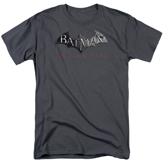 Arkham City Logo Mens T Shirt Charcoal Officially Licensed