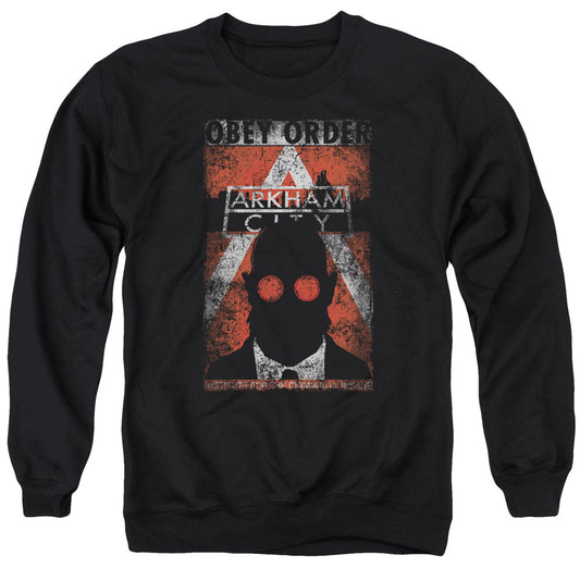 Arkham City Obey Order Poster Mens Crewneck Sweatshirt Black