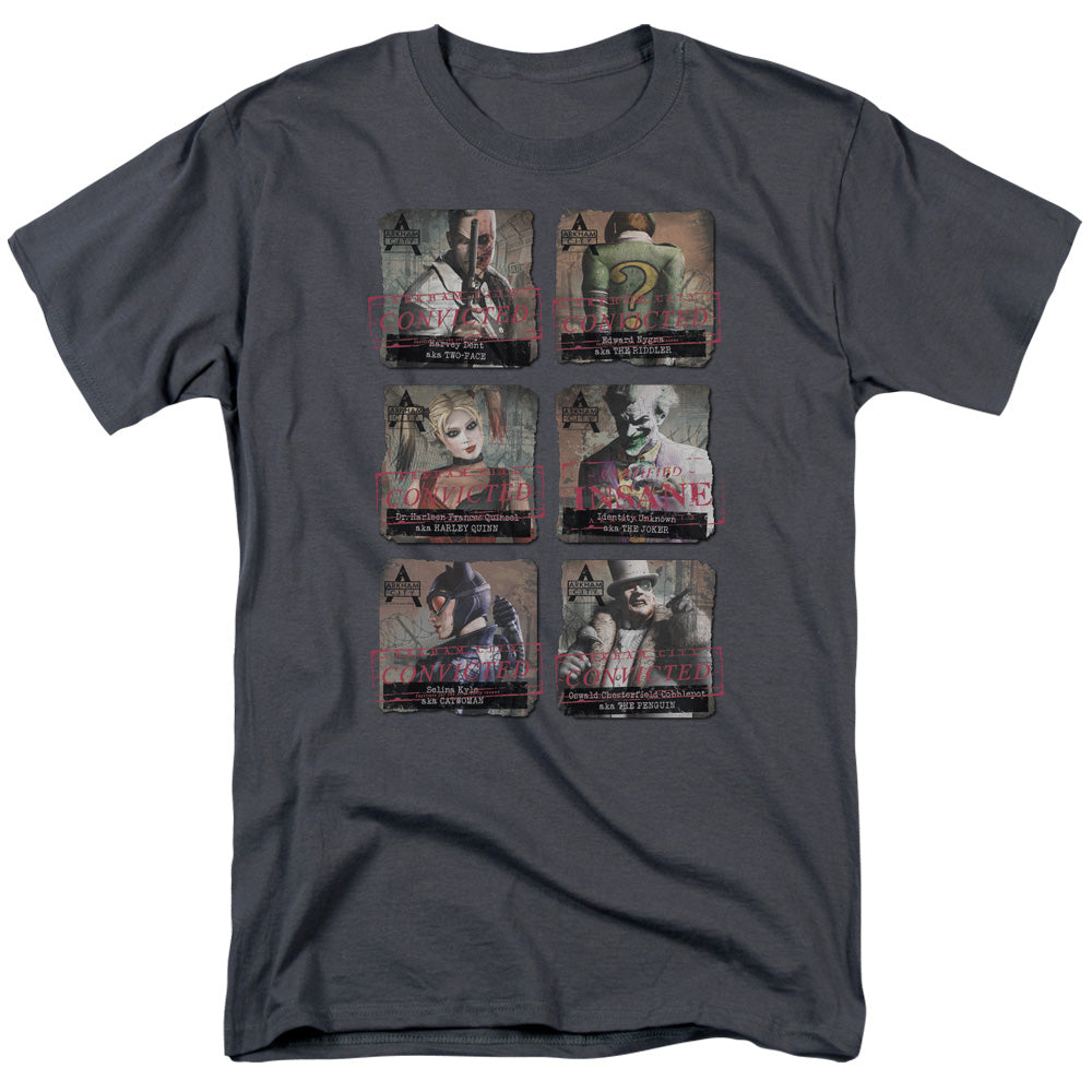 Batman Arkham City Arkham Lineup Mens T Shirt Charcoal Officially Licensed