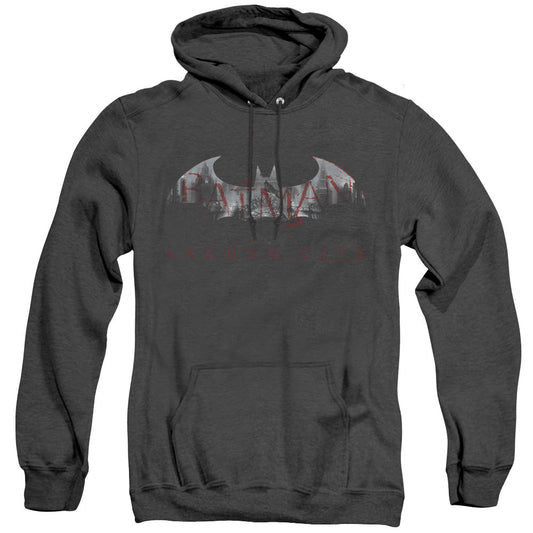 Arkham City Bat Fill Heather Mens Hoodie Black Officially Licensed