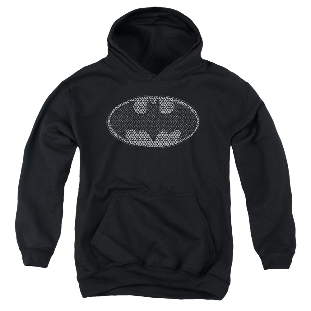 Batman Chainmail Shield Kids Youth Hoodie Black Officially Licensed