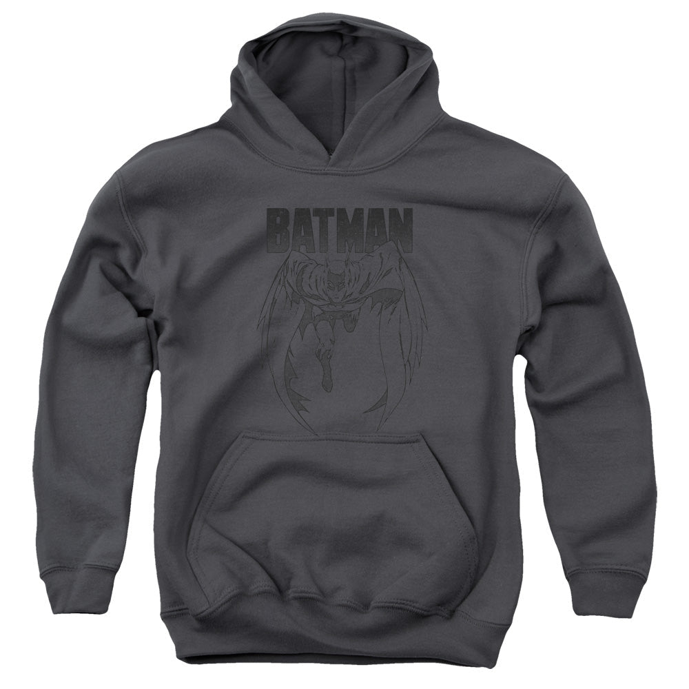Batman Grey Noise Kids Youth Hoodie Charcoal Officially Licensed