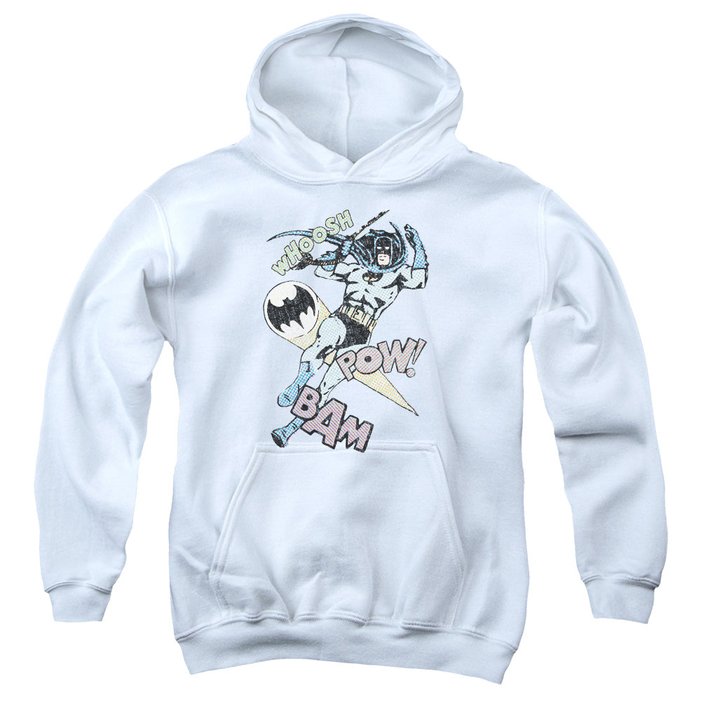 Batman Halftone Swing Kids Youth Hoodie White Officially Licensed