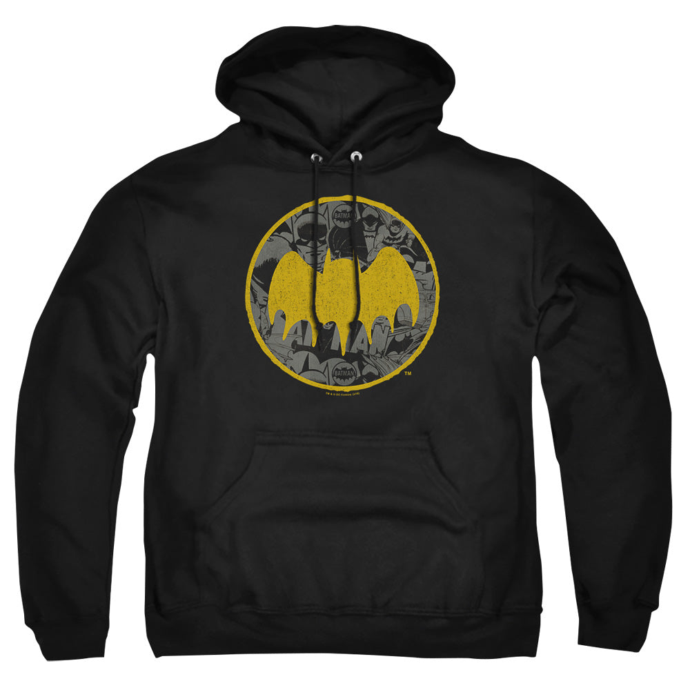 Batman Vintage Symbol Collage Mens Hoodie Black Officially Licensed