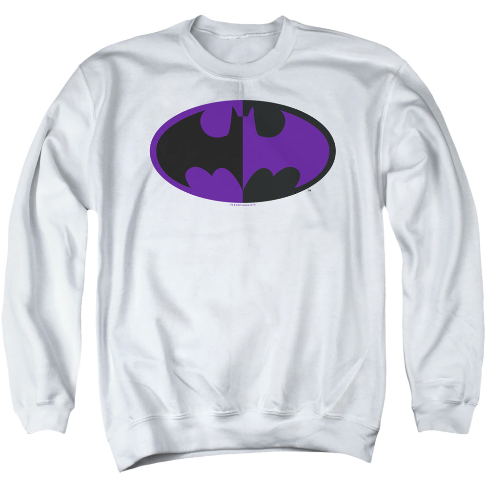 Batman Split Symbol Mens Crewneck Sweatshirt White