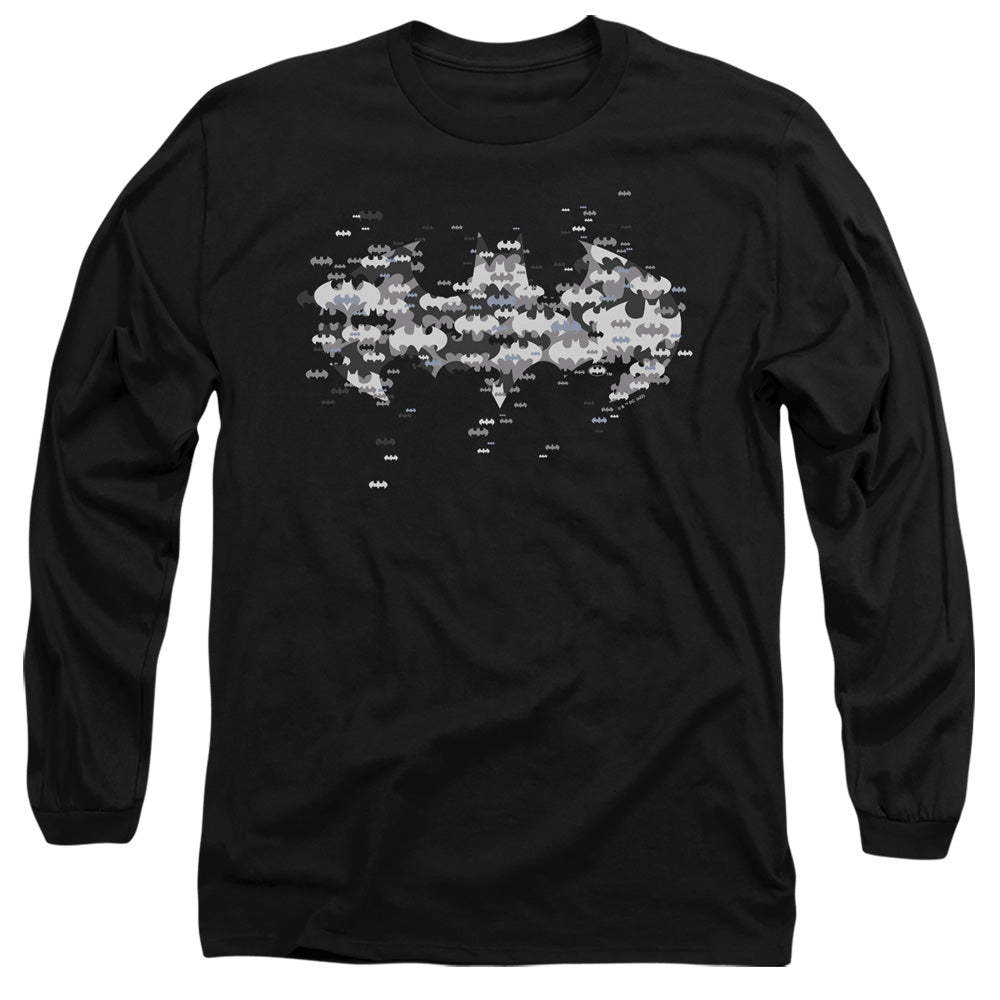 Batman Multi Bat Logo Mens Long Sleeve Shirt Black Officially Licensed