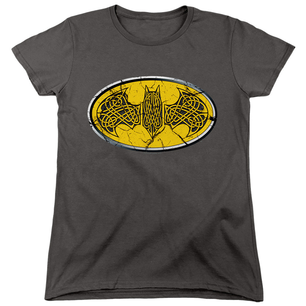 Batman Celtic Shield Womens T Shirt Charcoal Officially Licensed