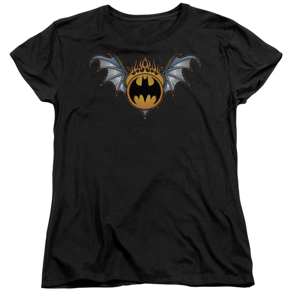 Batman Bat Wings Logo Womens T Shirt Black Officially Licensed