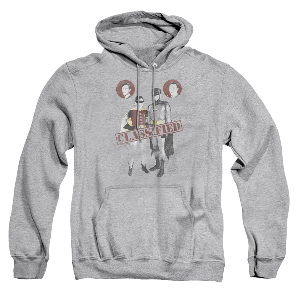 Batman Classic Tv Classified Mens Hoodie Athletic Heather Officially Licensed