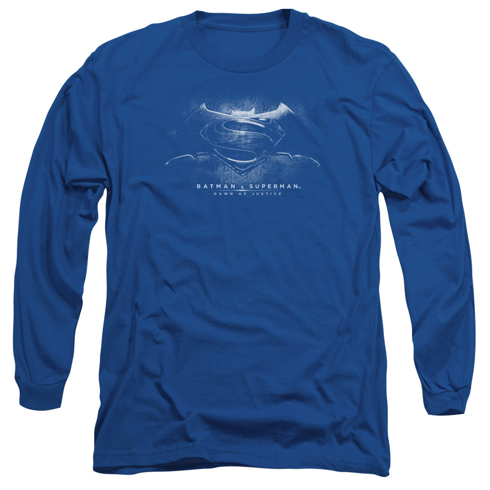 Batman V Superman Bw Logo Mens Long Sleeve Shirt Royal Officially Licensed