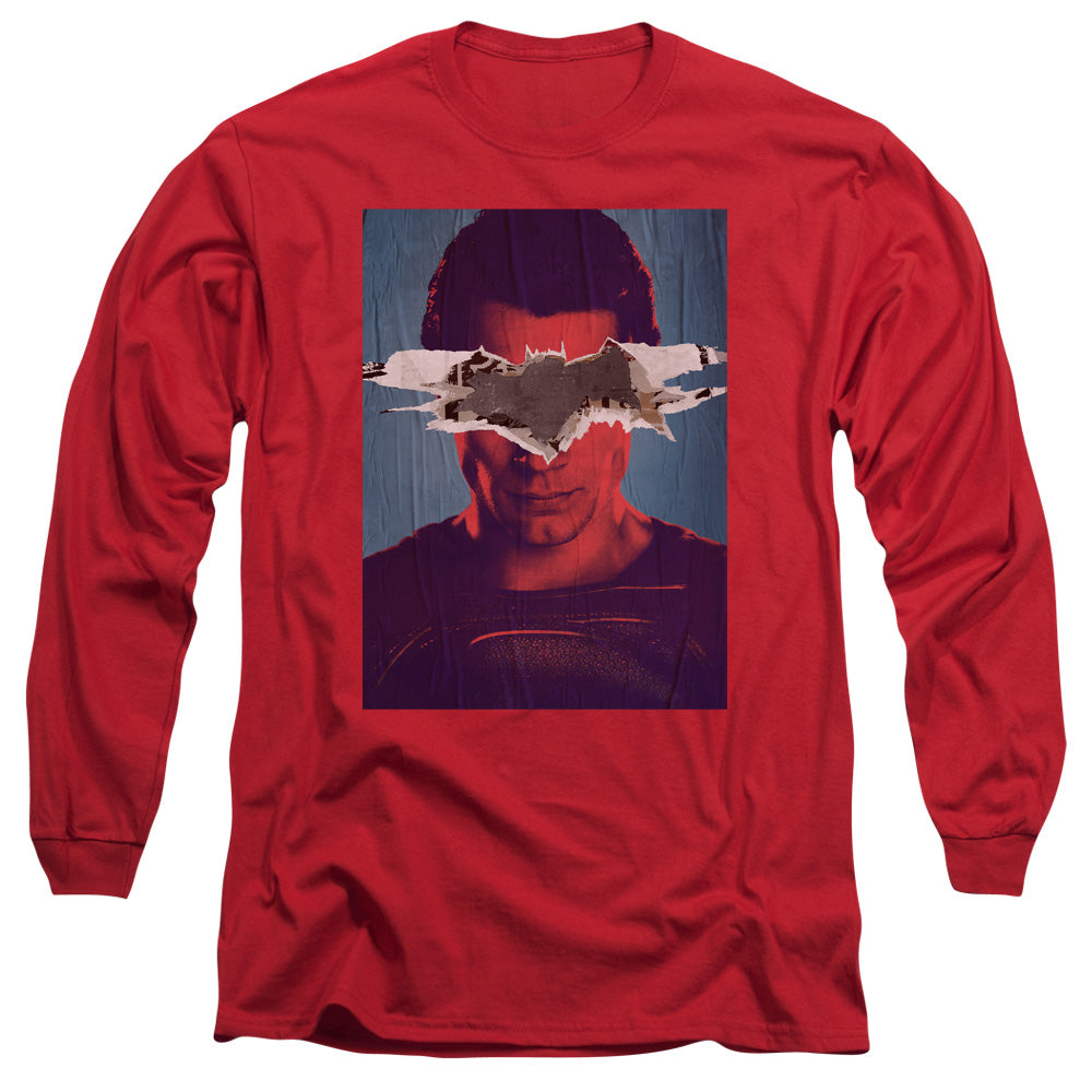 Batman Vs Superman Superman Poster Mens Long Sleeve Shirt Red Officially Licensed