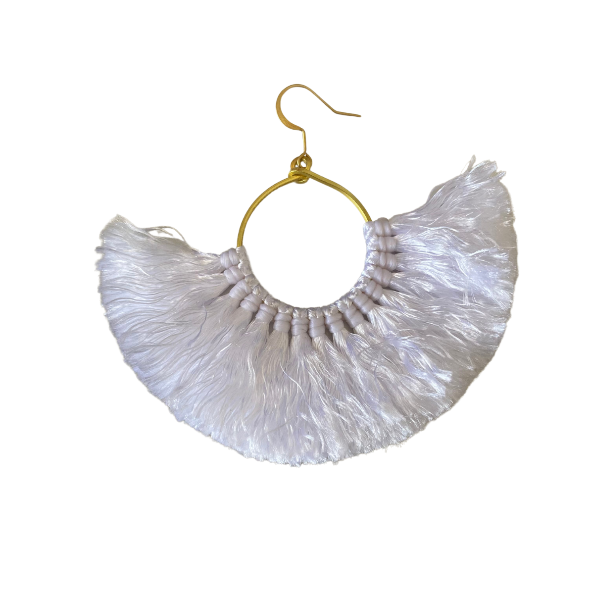 Half Moon Silk Tassel Earrings - Thailand
