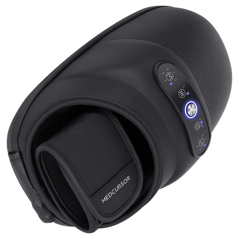 Black foot massager with control panel on a white background