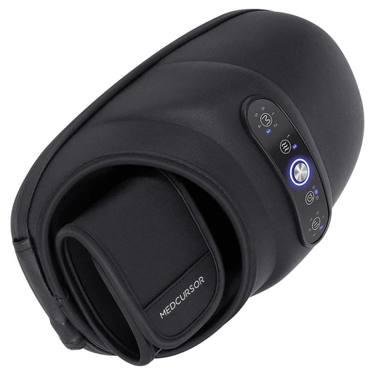 Black foot massager with control panel on a white background