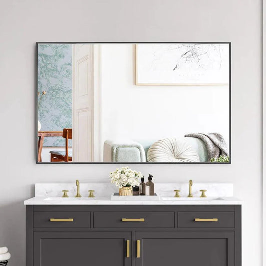 Reflections Sleek Modern Black Aluminum Framed Wall Mirror