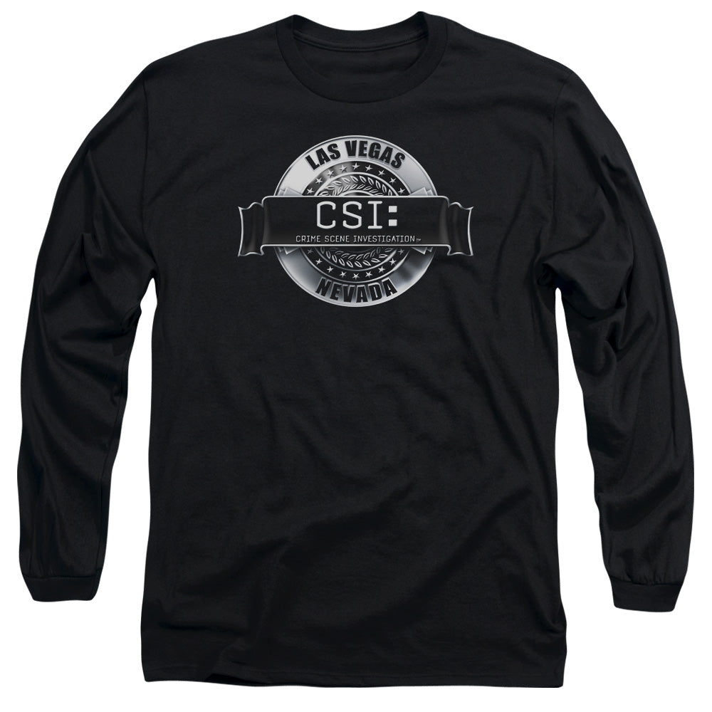 Csi Rendered Logo Mens Long Sleeve Shirt Black Officially Licensed Officially Licensed