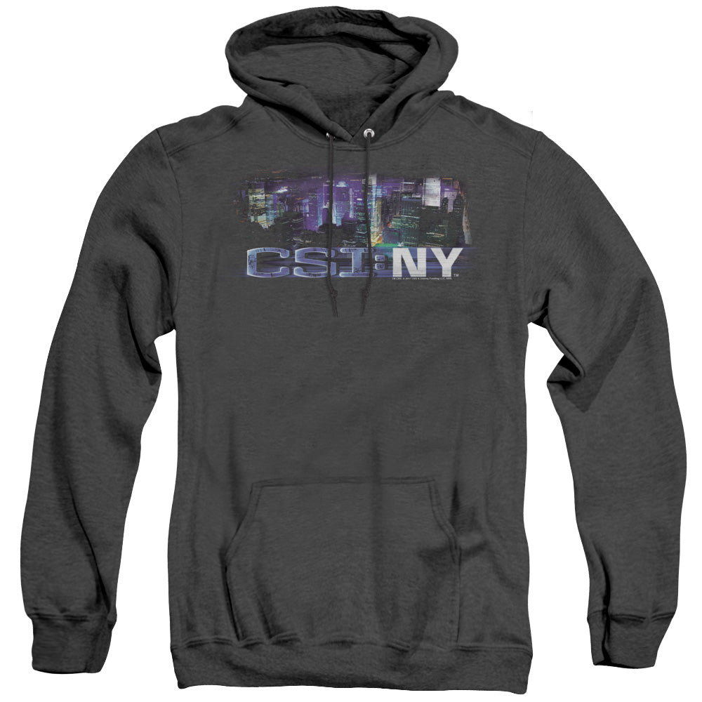 Csi Ny Never Rests Heather Mens Hoodie Black Officially Licensed
