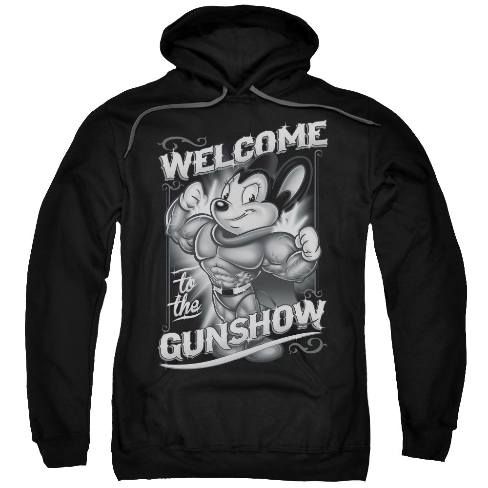 Mighty Mouse Mighty Gunshow Mens Hoodie Black Officially Licensed