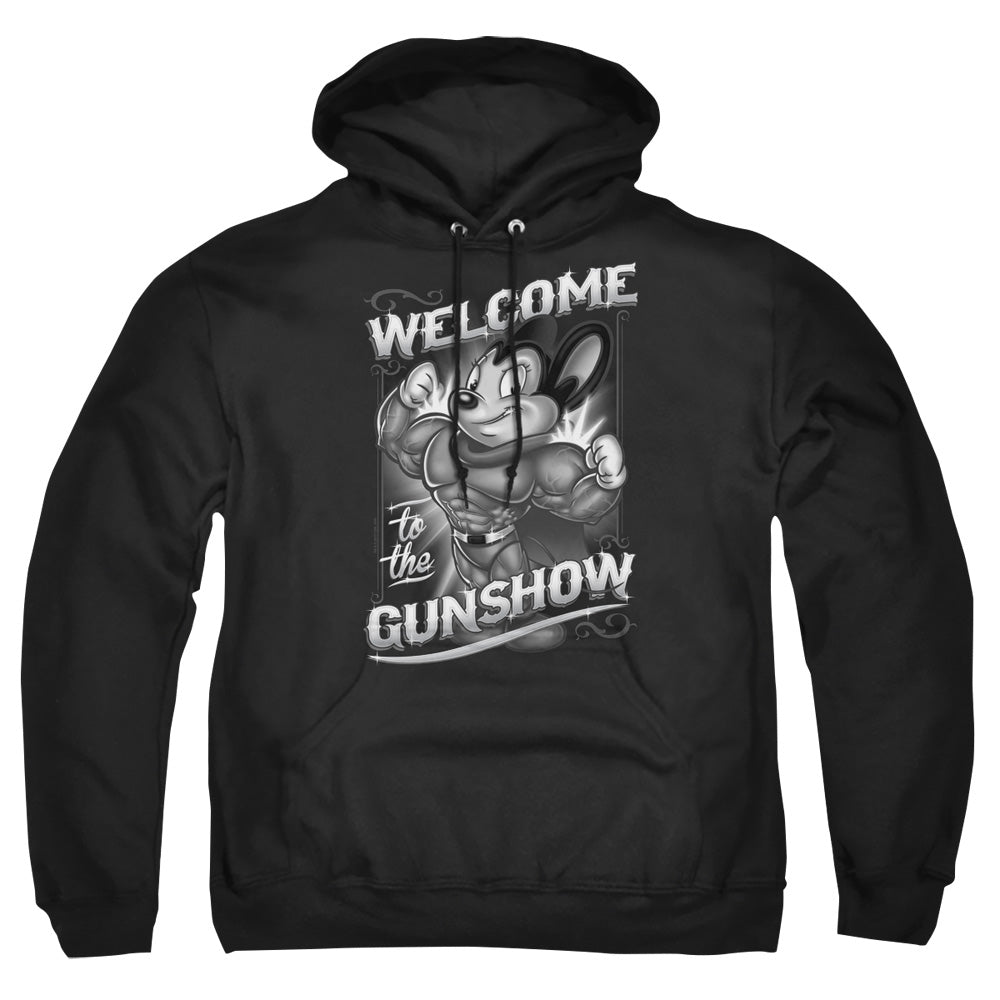 Mighty Mouse Mighty Gunshow Mens Hoodie Black Officially Licensed