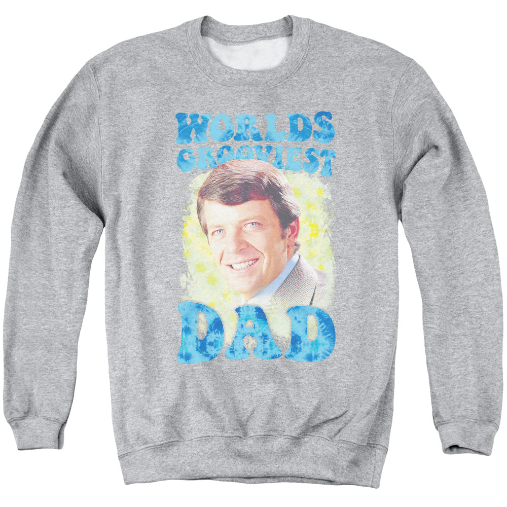 Brady Bunch Worlds Grooviest Mens Crewneck Sweatshirt Athletic Heather Officially Licensed