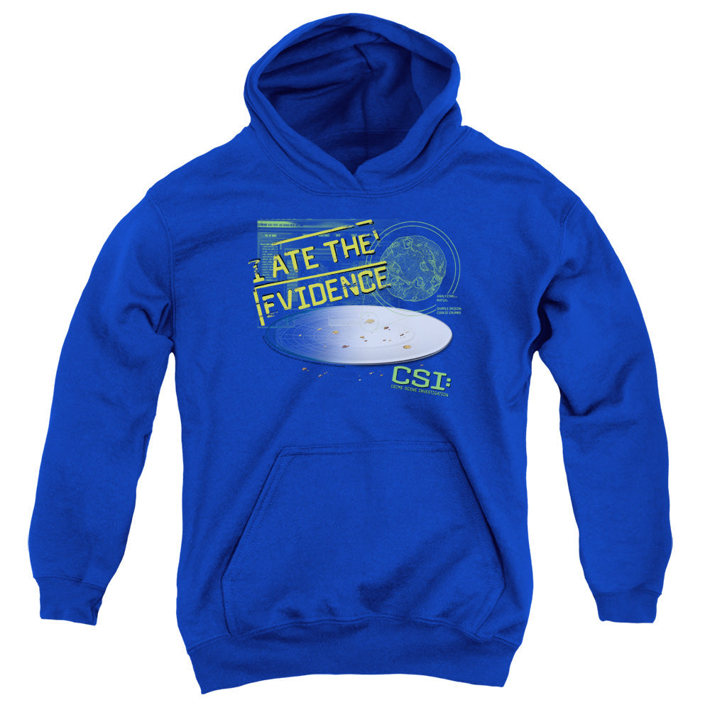 Csi I Ate the Evidence Kids Youth Hoodie Royal Officially Licensed