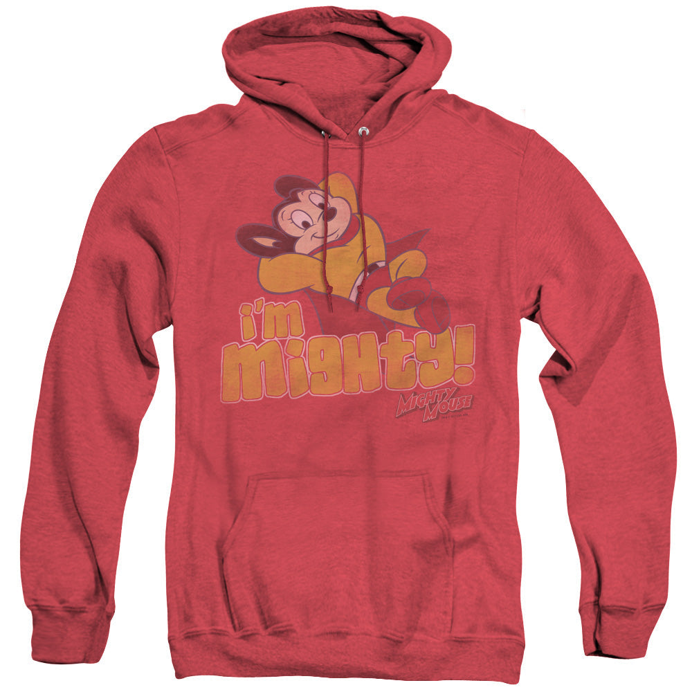 Mighty Mouse Im Mighty Mens Heather Hoodie Red Officially Licensed