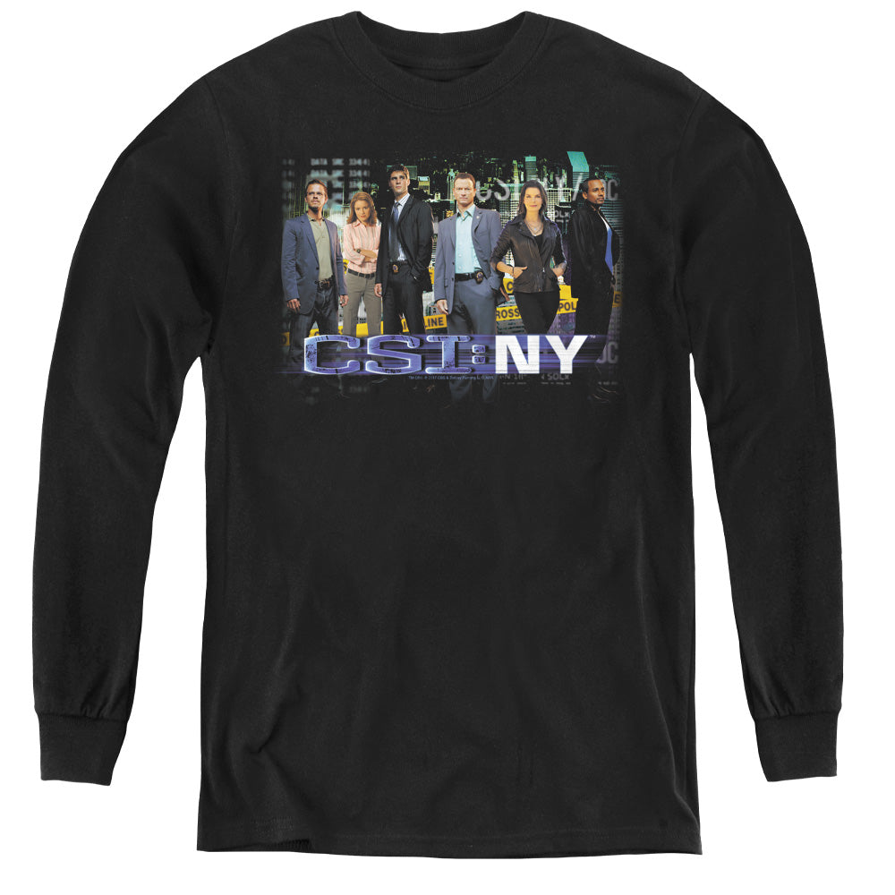 Csi Ny Cast Long Sleeve Kids Youth T Shirt Black Officially Licensed