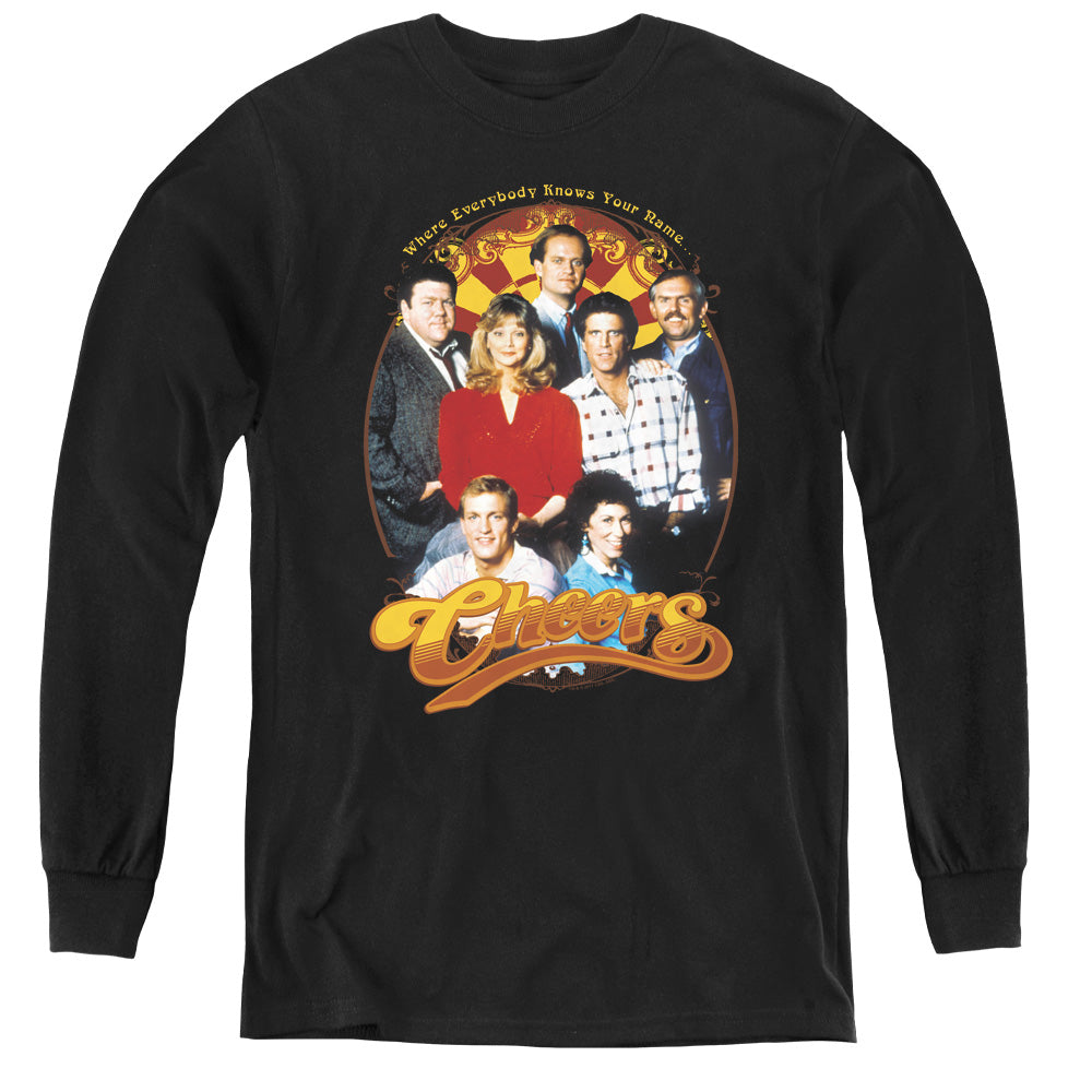 Cheers Group Shot Long Sleeve Kids Youth T Shirt Black Officially Licensed