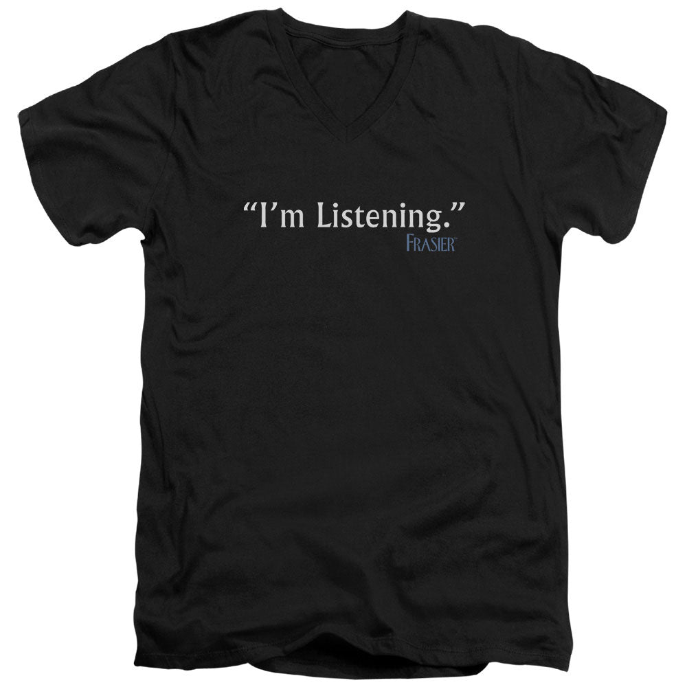 Frasier Im Listening Mens Slim Fit V-Neck T Shirt Black Officially Licensed