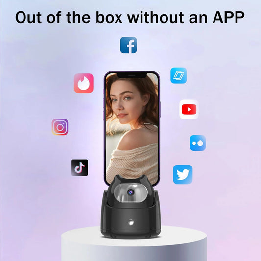 360° Rotation Automatic Face Tracking Gimbal Mobile Phone Holder APP-Free AI Face Recognition Phone Tripod for Live Vlog Video