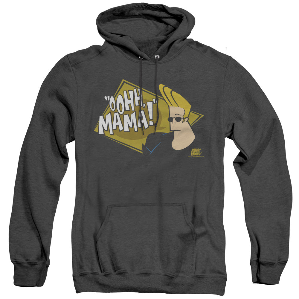 Johnny Bravo Oohh Mama Heather Mens Hoodie Black Officially Licensed