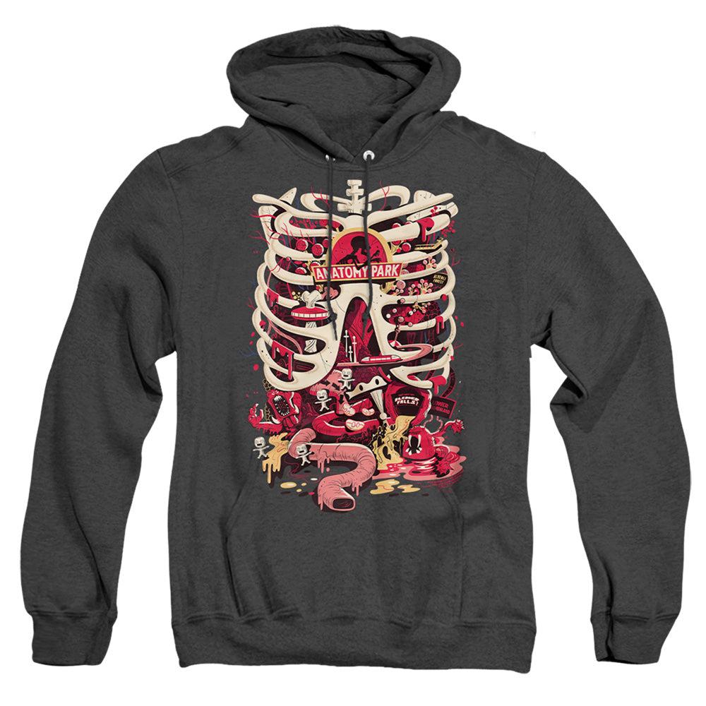 Rick And Morty Anatomy Park Logo Mens Heather Hoodie Black Officially Licensed