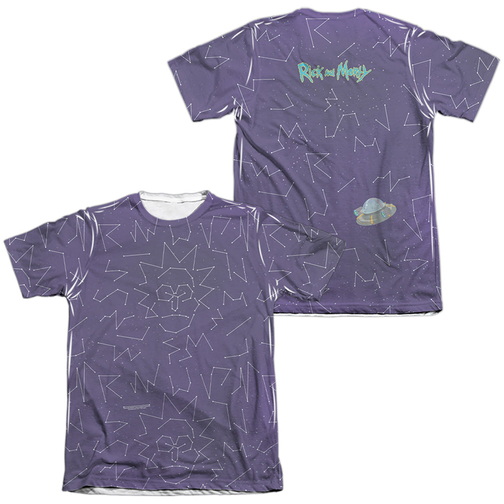 Rick And Morty Stars Front Back Print Mens Poly Cotton T Shirt White