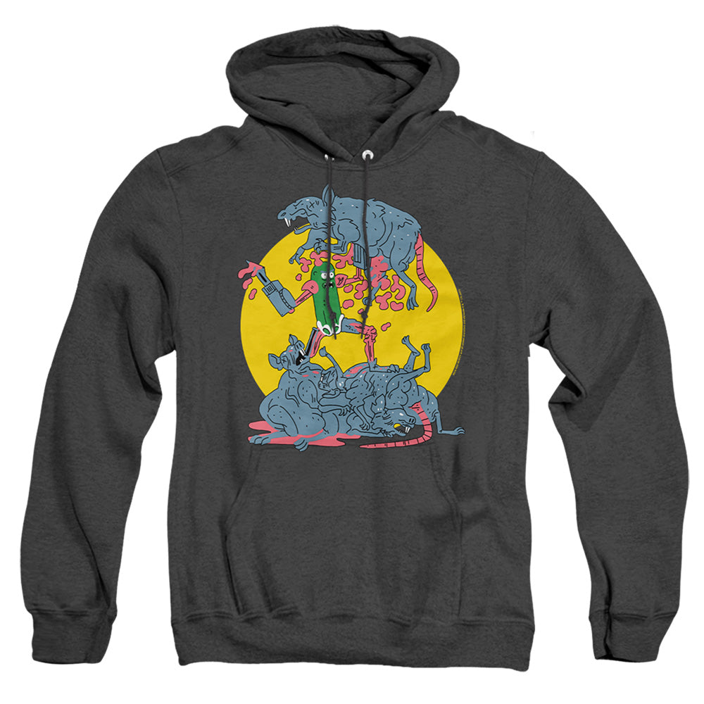 Rick And Morty The Adventures Of Pickle Rick Heather Mens Hoodie Black Officially Licensed