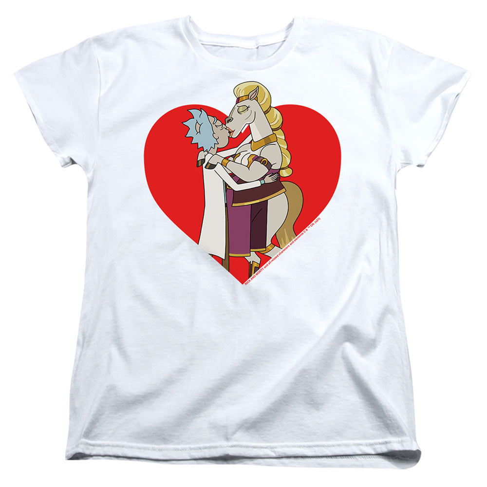 Rick And Morty Rick And Horse Kiss Womens T Shirt White Officially Licensed