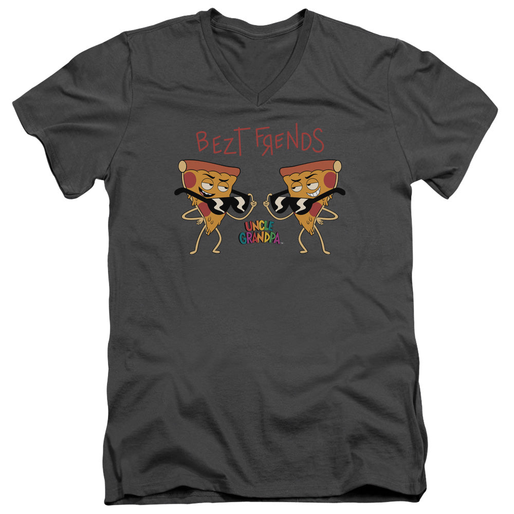 Uncle Grandpa Bezt Frends Mens Slim Fit V Neck T Shirt Charcoal Officially Licensed