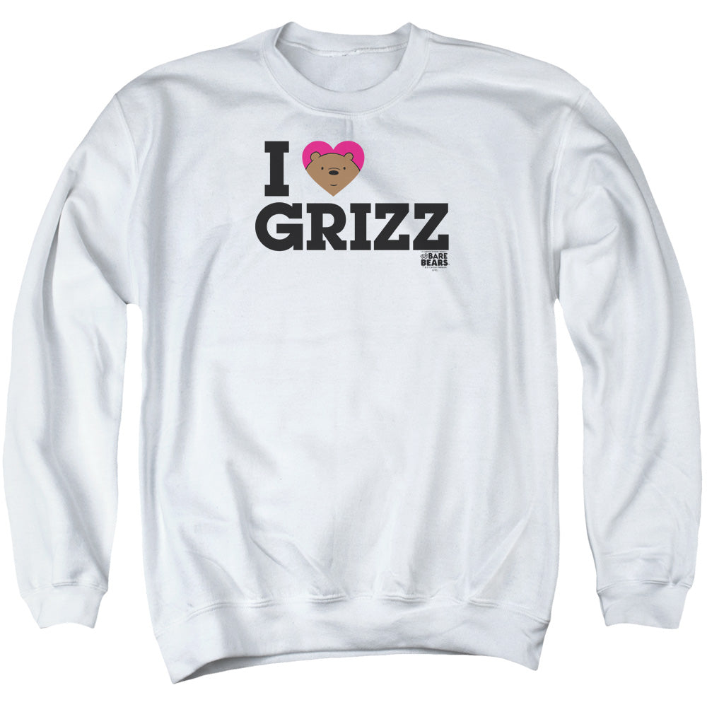 We Bare Bears Heart Grizz Mens Crewneck Sweatshirt White Officially Licensed