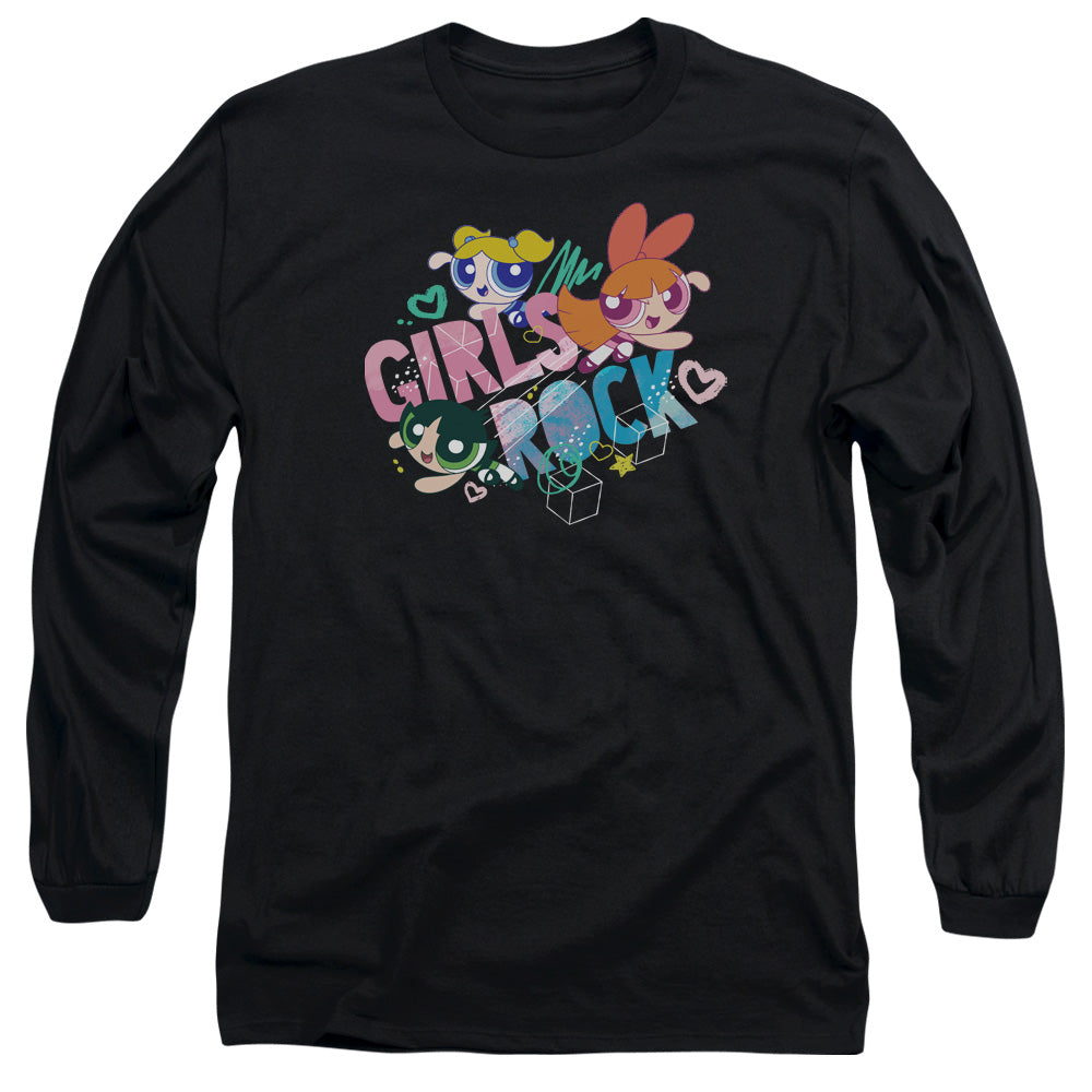 Powerpuff Girls Girls Rock Mens Long Sleeve Shirt Black Officially Licensed