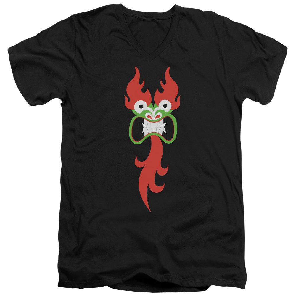 Samurai Jack Aku Face Mens Slim Fit V Neck T Shirt Black Officially Licensed