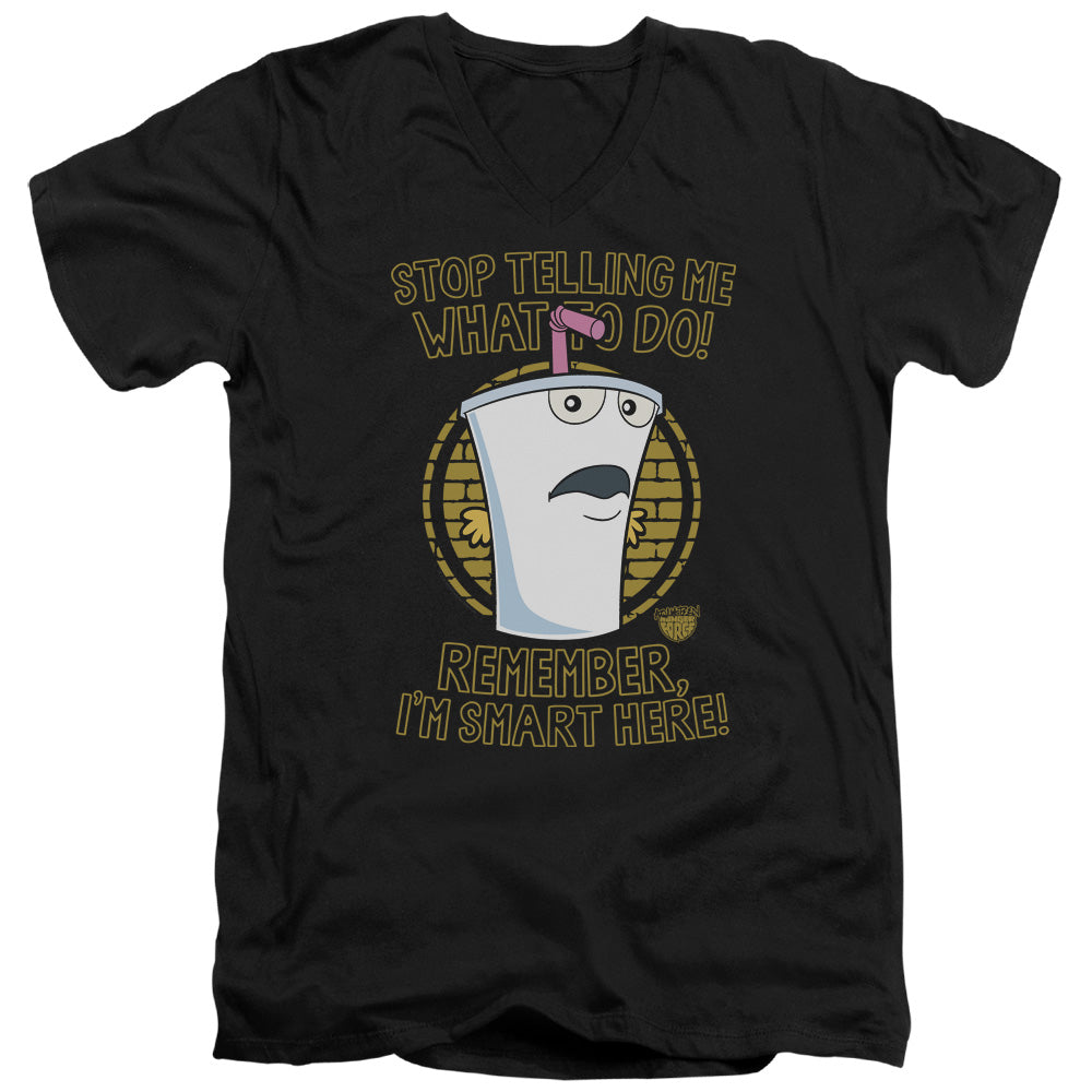 Aqua Teen Hunger Force Stop Mens Slim Fit V Neck T Shirt Black Officially Licensed