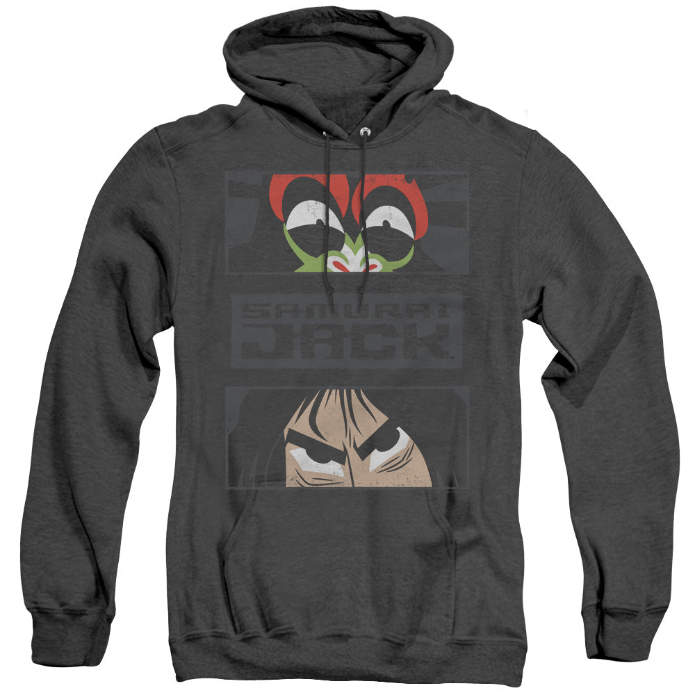 Samurai Jack Stare Down Heather Mens Hoodie Black Officially Licensed