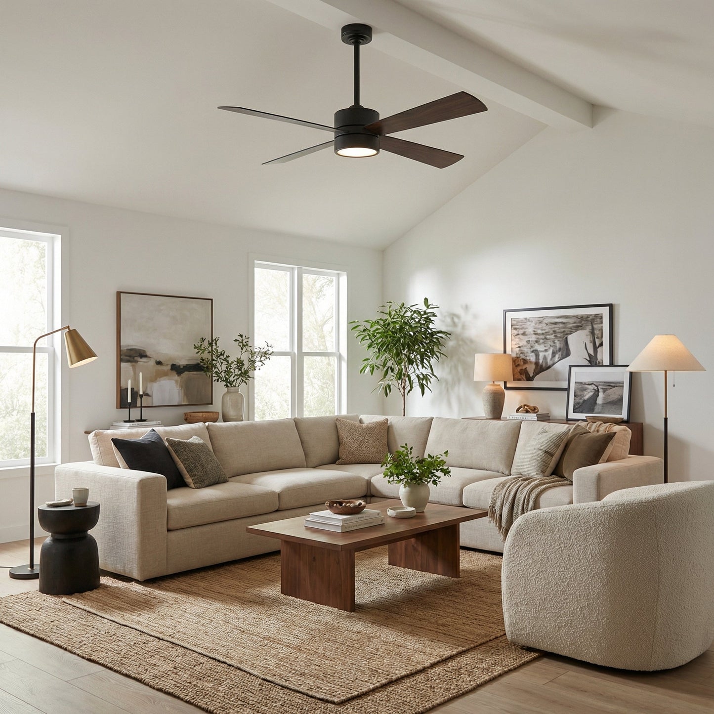 52 Inch Bucholz Industrial Dimmable RGB LED Ceiling Fan with Remote and APP Control