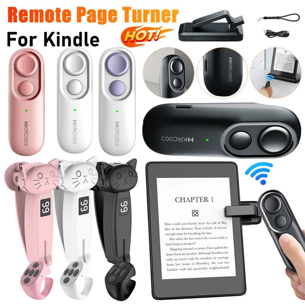 Collection of remote page turners for Kindle with various designs and colors.