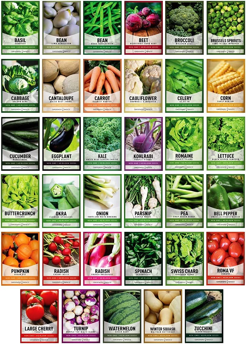 Gardening Seeds Kit - 105 Varieties of Vegetable, Fruit, Herb, and Flower Seeds