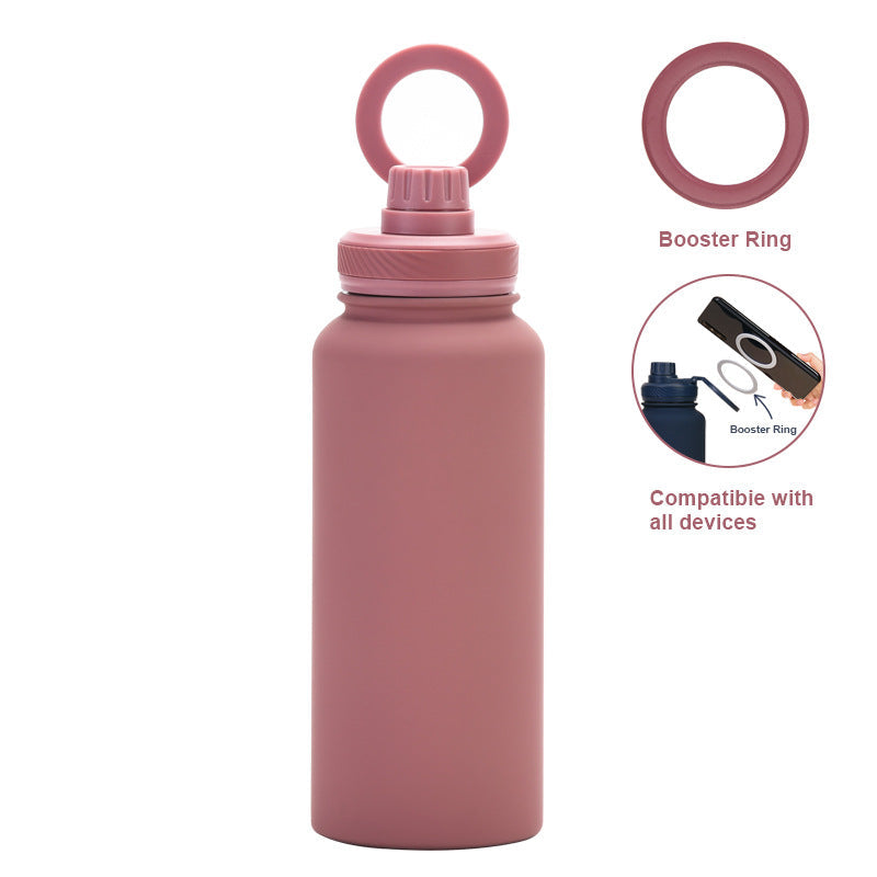 Magnetic Phone Holder Outdoor Large Capacity 1L Wide-Mouth Insulated Stainless Steel Sports Water Bottle
