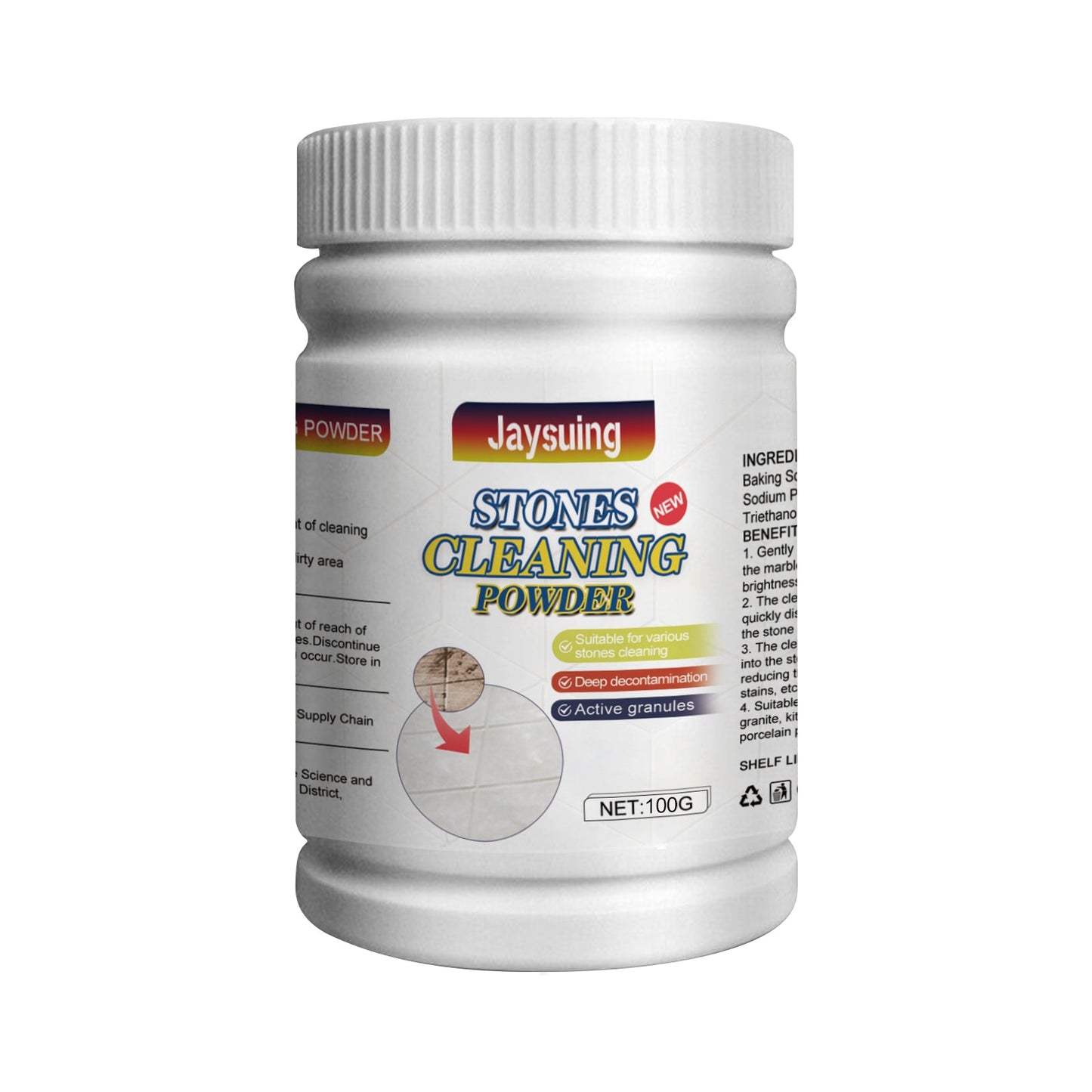 Stone Cleaning Powder, Household Kitchen Countertop Marble Tile Stain Cleaning Decontaminating Polishing Powder