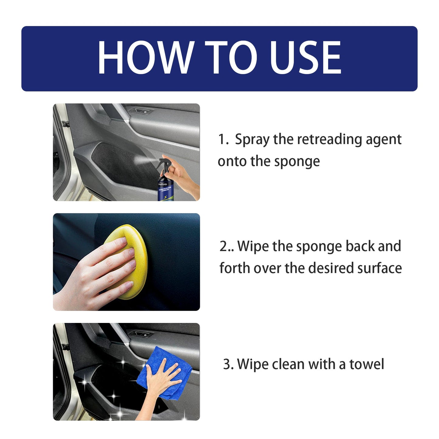 Multi-Purpose Vehicle Interior Retreader Cleans The Instrument Panel Interior With Plastic Retreading Coating For Dust Suppression
