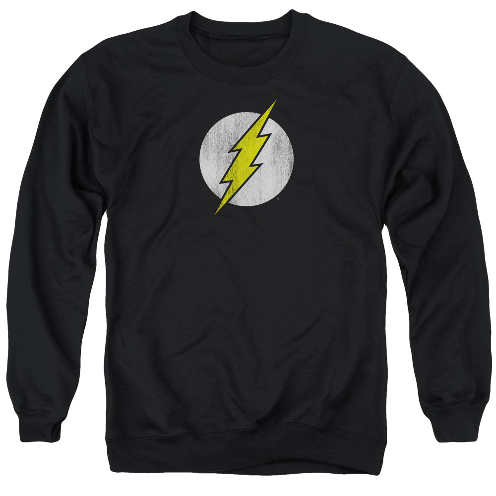 DC Comics Flash Flash Logo Distressed Mens Crewneck Sweatshirt Black Officially Licensed